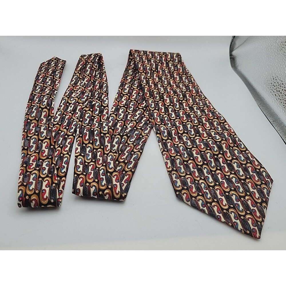 Albert Nipon Vintage Silk Tie Men's Neck Multicolor Geometric Design Made In USA